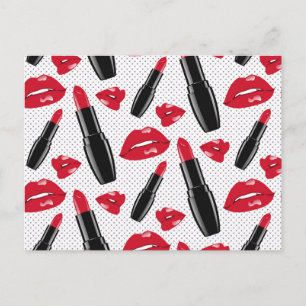 Cartes Pour Fêtes Annuelles Motif À Pointe Polka Lipstick Et Lèvres