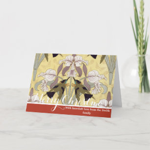 Cartes Pour Fêtes Annuelles Motif Art Nouveau d'orchidée colibri vintage