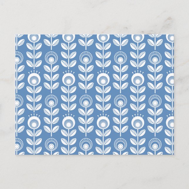 Cartes Pour Fêtes Annuelles Motif bleu scandinave rétro (Devant)