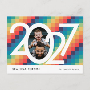 Cartes Pour Fêtes Annuelles Motif carré rétro photo Nouvel An 2027