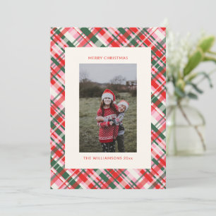 Cartes Pour Fêtes Annuelles Motif carreau de Noël rouge rose vert Photo vertic