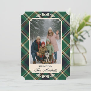 Cartes Pour Fêtes Annuelles Motif carreaux vert bleu jaune classique