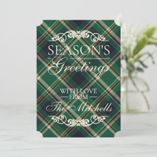 Cartes Pour Fêtes Annuelles Motif carreaux vert bleu jaune classique