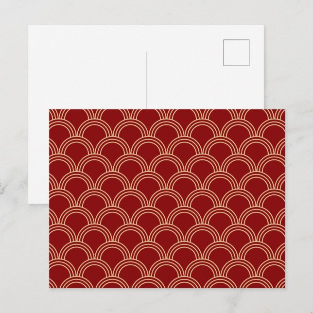 Cartes Pour Fêtes Annuelles Motif chinois traditionnel rouge et or (Devant / Derrière)