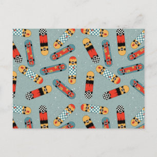 Cartes Pour Fêtes Annuelles Motif Cool bleu Retro Skateboard