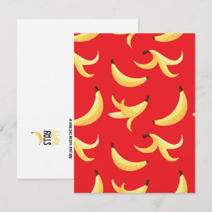 Cartes Pour Fêtes Annuelles Motif de banane jaune rétro drôle éditable pour fê