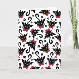 Cartes Pour Fêtes Annuelles Motif de chats de chauve-souris d'Halloween