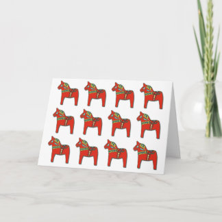 Cartes Pour Fêtes Annuelles Motif de cheval de Dala de Suédois avec le texte