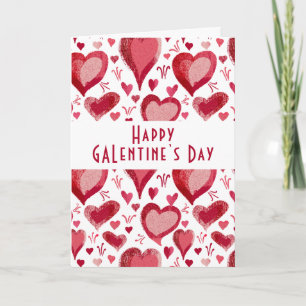 Cartes Pour Fêtes Annuelles Motif de cœur rose rouge Joyeuse Galentine`s Day 