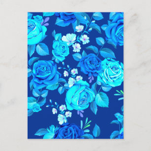 Cartes Pour Fêtes Annuelles Motif de fleurs de rose bleue classique-87600