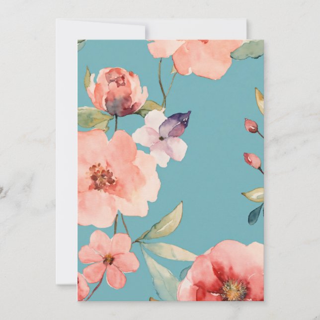 Cartes Pour Fêtes Annuelles motif de fleurs transparent aquarelle (Devant)