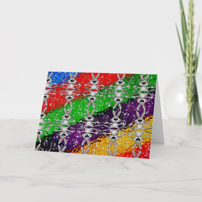 Cartes Pour Fêtes Annuelles Motif de lapin coloré sauvage (Devant)