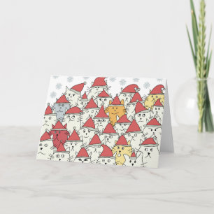 Cartes Pour Fêtes Annuelles Motif de Noël avec beaucoup de chats drôles