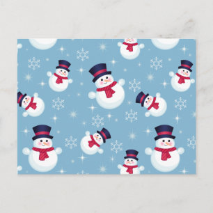 Cartes Pour Fêtes Annuelles Motif De Noël Bleu Avec Snowmen Et Snowflakes