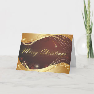 Cartes Pour Fêtes Annuelles Motif de Noël doré avec arrière - plan rouge