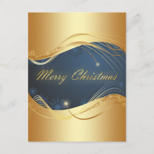 Cartes Pour Fêtes Annuelles Motif de Noël doré avec fond bleu...