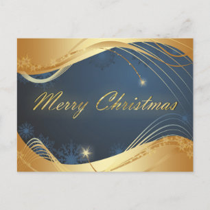 Cartes Pour Fêtes Annuelles Motif de Noël doré avec fond bleu...