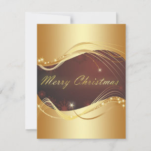 Cartes Pour Fêtes Annuelles Motif de Noël doré avec fond rouge