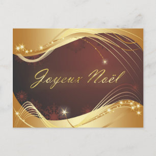 Cartes Pour Fêtes Annuelles Motif de Noël doré avec fond rouge...
