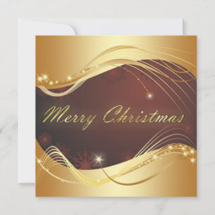 Cartes Pour Fêtes Annuelles Motif de Noël doré sur fond rouge