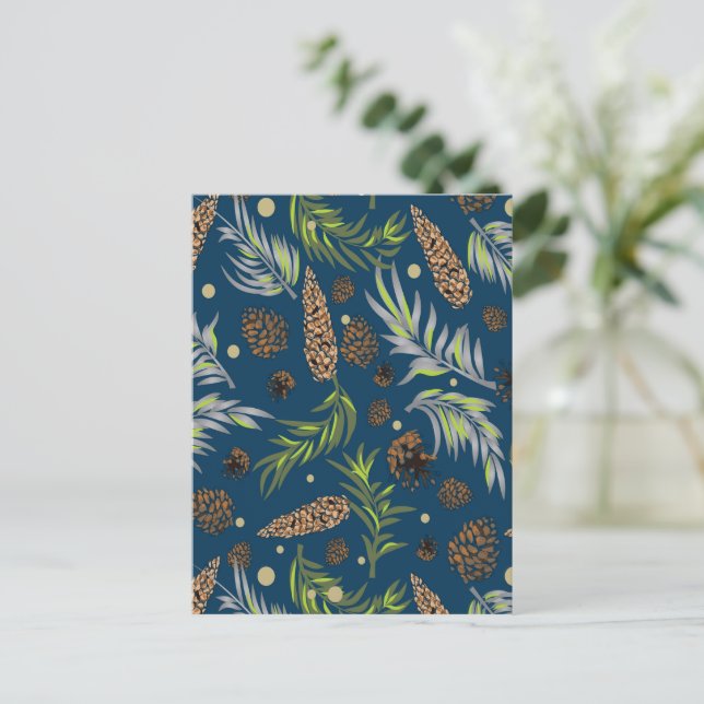 Cartes Pour Fêtes Annuelles Motif de Noël, Neige de Pin 9 (Debout devant)