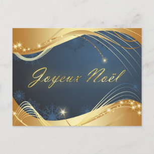 Cartes Pour Fêtes Annuelles Motif de Noël or avec fond bleu