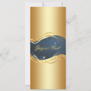Cartes Pour Fêtes Annuelles Motif de Noël or avec fond bleu