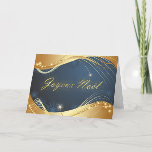 Cartes Pour Fêtes Annuelles Motif de Noël or avec fond bleu