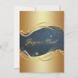 Cartes Pour Fêtes Annuelles Motif de Noël or avec fond bleu