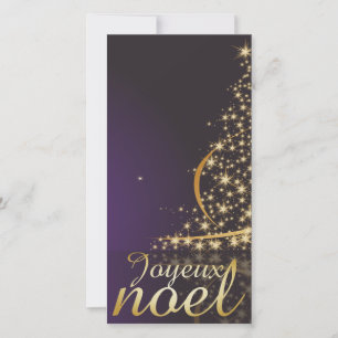 Cartes Pour Fêtes Annuelles Motif de Noël pourpre avec arbre de Noël doré