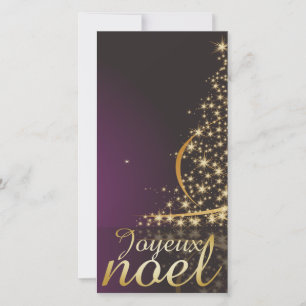 Cartes Pour Fêtes Annuelles Motif de Noël pourpre avec de Noël dorarbre