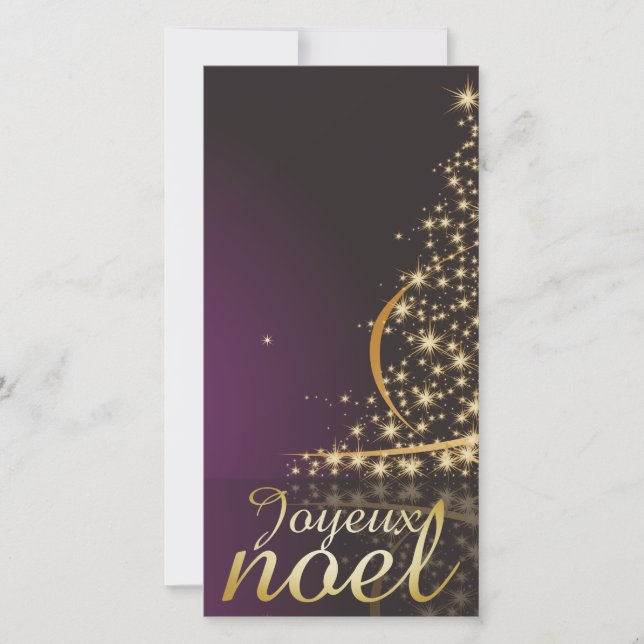 Cartes Pour Fêtes Annuelles Motif de Noël pourpre avec de Noël dorarbre (Devant)
