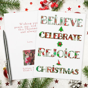Cartes Pour Fêtes Annuelles Motif de Noël Rouge Vert Mignon