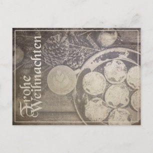 Cartes Pour Fêtes Annuelles Motif de Noël vintage avec biscuits et café