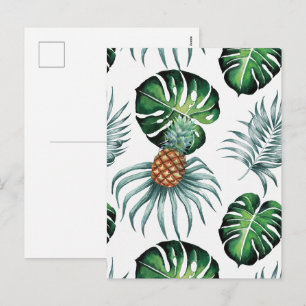 Cartes Pour Fêtes Annuelles Motif de palmier de jungle à l'aquarelle tropicale