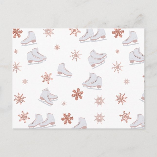 Cartes Pour Fêtes Annuelles Motif de patinage rose Gold Glace Skates Blush Pin (Devant)