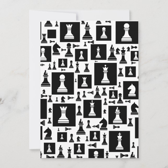Cartes Pour Fêtes Annuelles Motif de pièces d'échecs - noir et blanc (Devant)