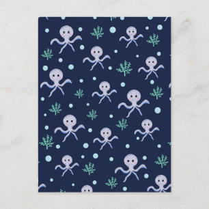 Cartes Pour Fêtes Annuelles Motif de Pieuvre Mignonne