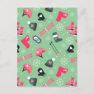 Cartes Pour Fêtes Annuelles Motif de sports de vacances d'hiver mignon
