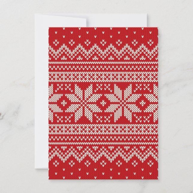 Cartes Pour Fêtes Annuelles Motif de Tricot de Noël - ROUGE (Devant)