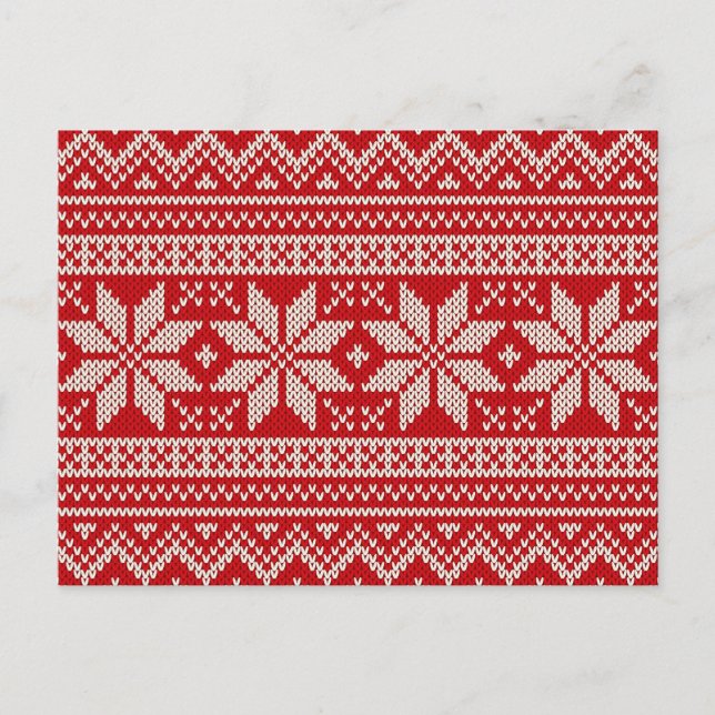 Cartes Pour Fêtes Annuelles Motif de Tricot de Noël - ROUGE (Devant)