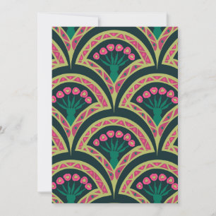 Cartes Pour Fêtes Annuelles Motif de ventilateur floral rose et vert