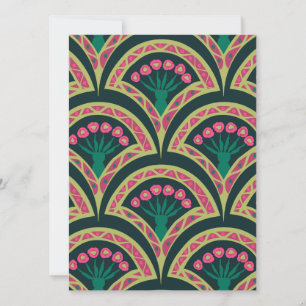 Cartes Pour Fêtes Annuelles Motif de ventilateur floral rose et vert