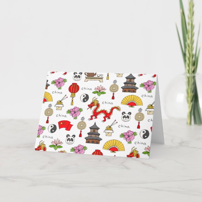 Cartes Pour Fêtes Annuelles Motif des symboles chinois (Devant)