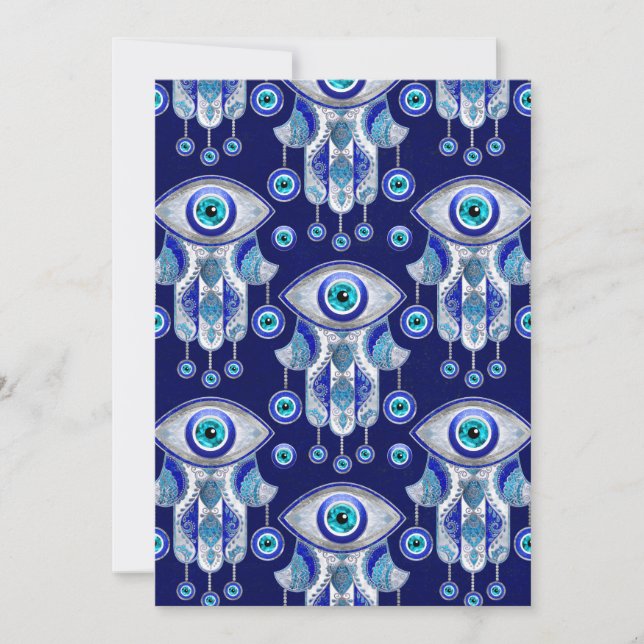Cartes Pour Fêtes Annuelles Motif des yeux de la main de Hamsa (Devant)