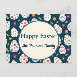 Cartes Pour Fêtes Annuelles Motif d'oeuf de Pâques coloré avec des fleurs Pâq
