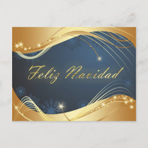 Cartes Pour Fêtes Annuelles Motif doré de Noël avec fond bleu