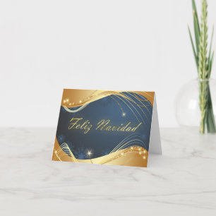 Cartes Pour Fêtes Annuelles Motif doré de Noël avec fond bleu