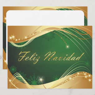 Cartes Pour Fêtes Annuelles Motif doré de Noël avec fond vert