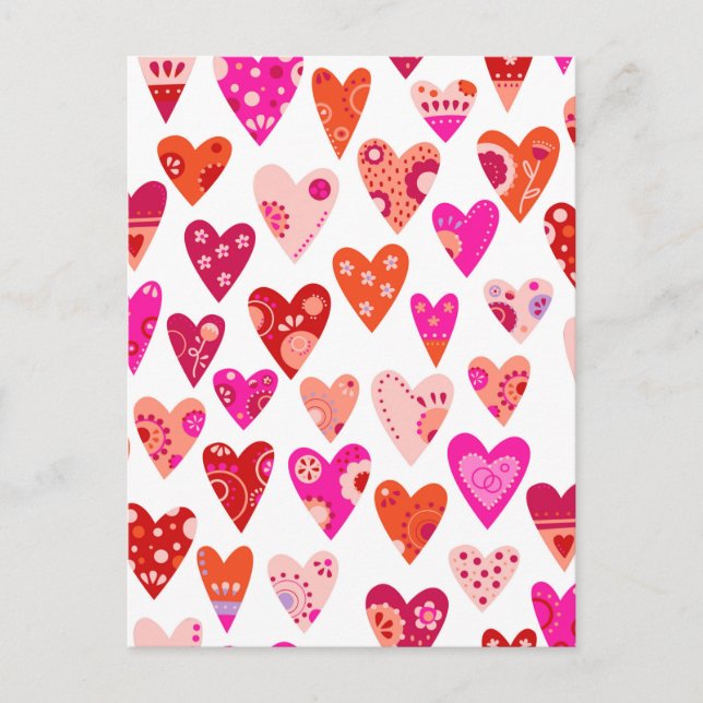 Cartes Pour Fêtes Annuelles Motif du coeur rose rouge (Devant)
